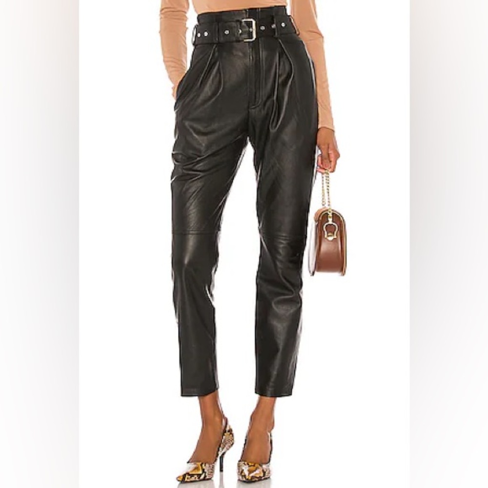 SONG OF STYLE SUZIE LEATHER BELTED PLEATED PANTS size L